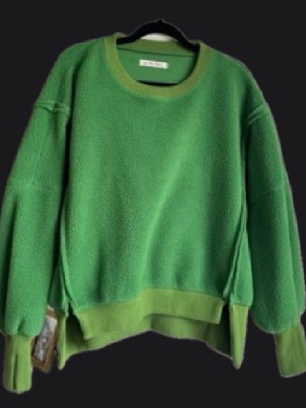 Women's Green Crewneck Fleece Sweater - Relaxed Fit